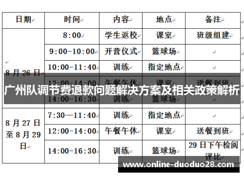 广州队调节费退款问题解决方案及相关政策解析